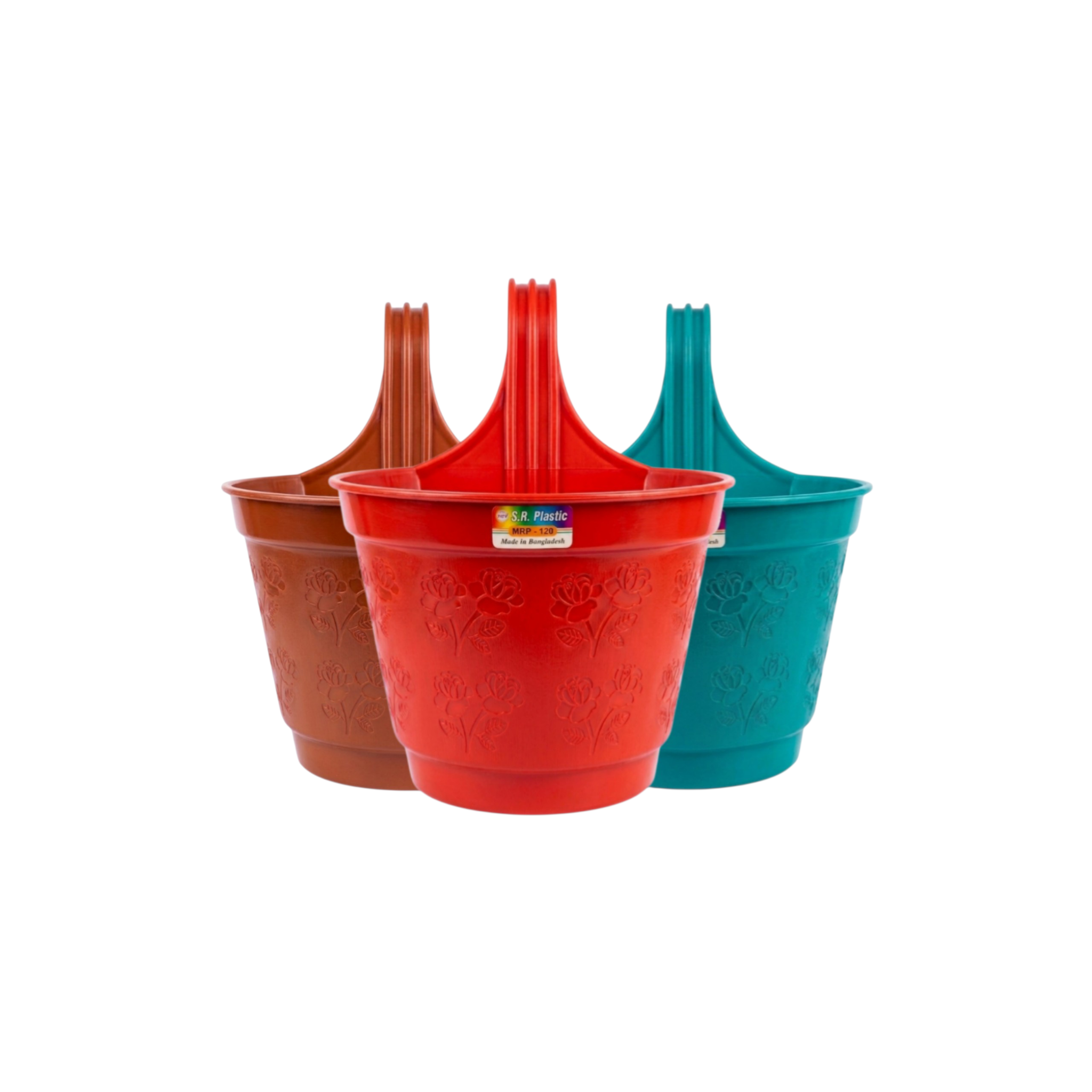 SR Plastic 22cm Grill Hanging Planter - 3pcs Set (গ্রিল টব)