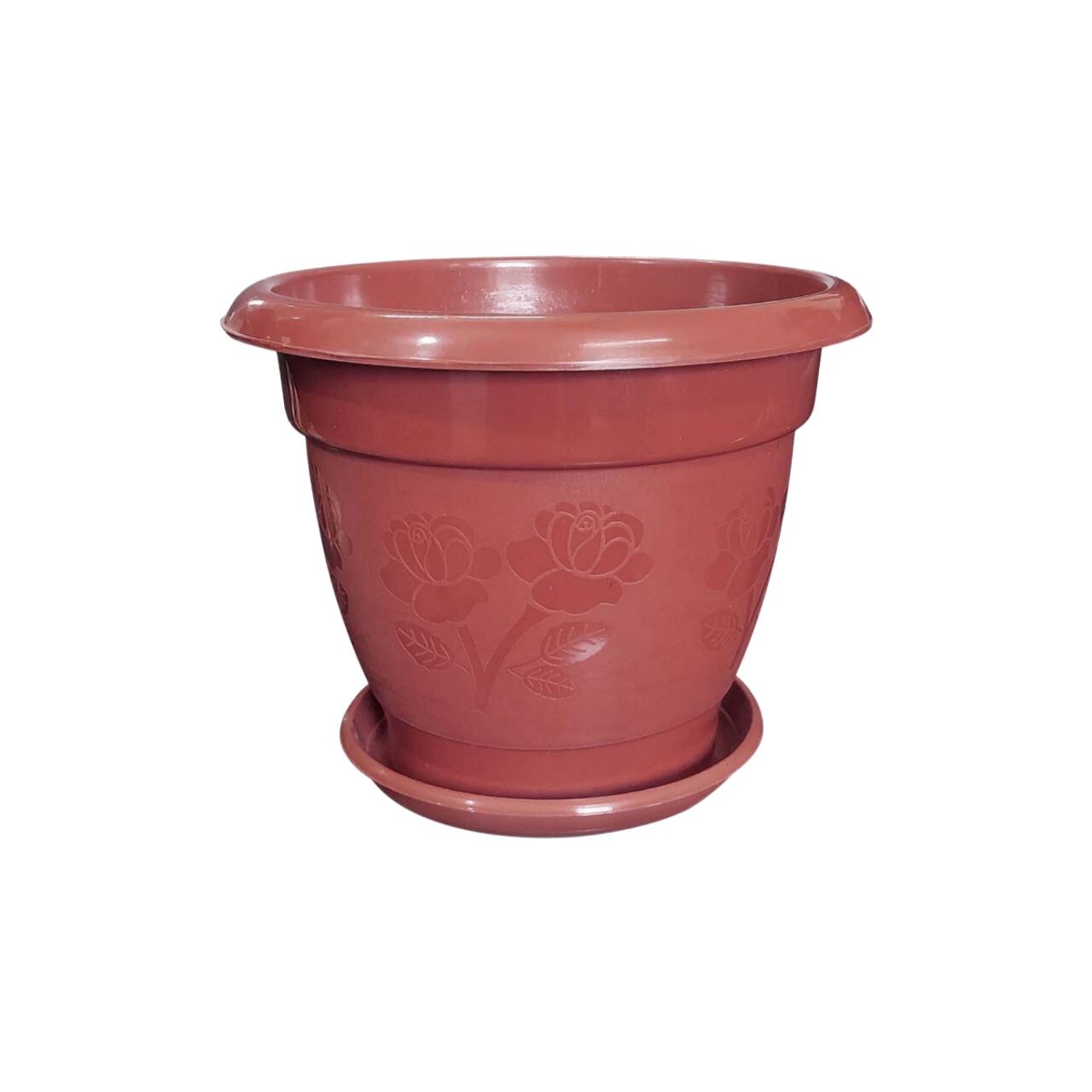 SR Plastic 8 Inch Round Planter Tub With Tray - 5pcs Set (প্লাস্টিক টব)