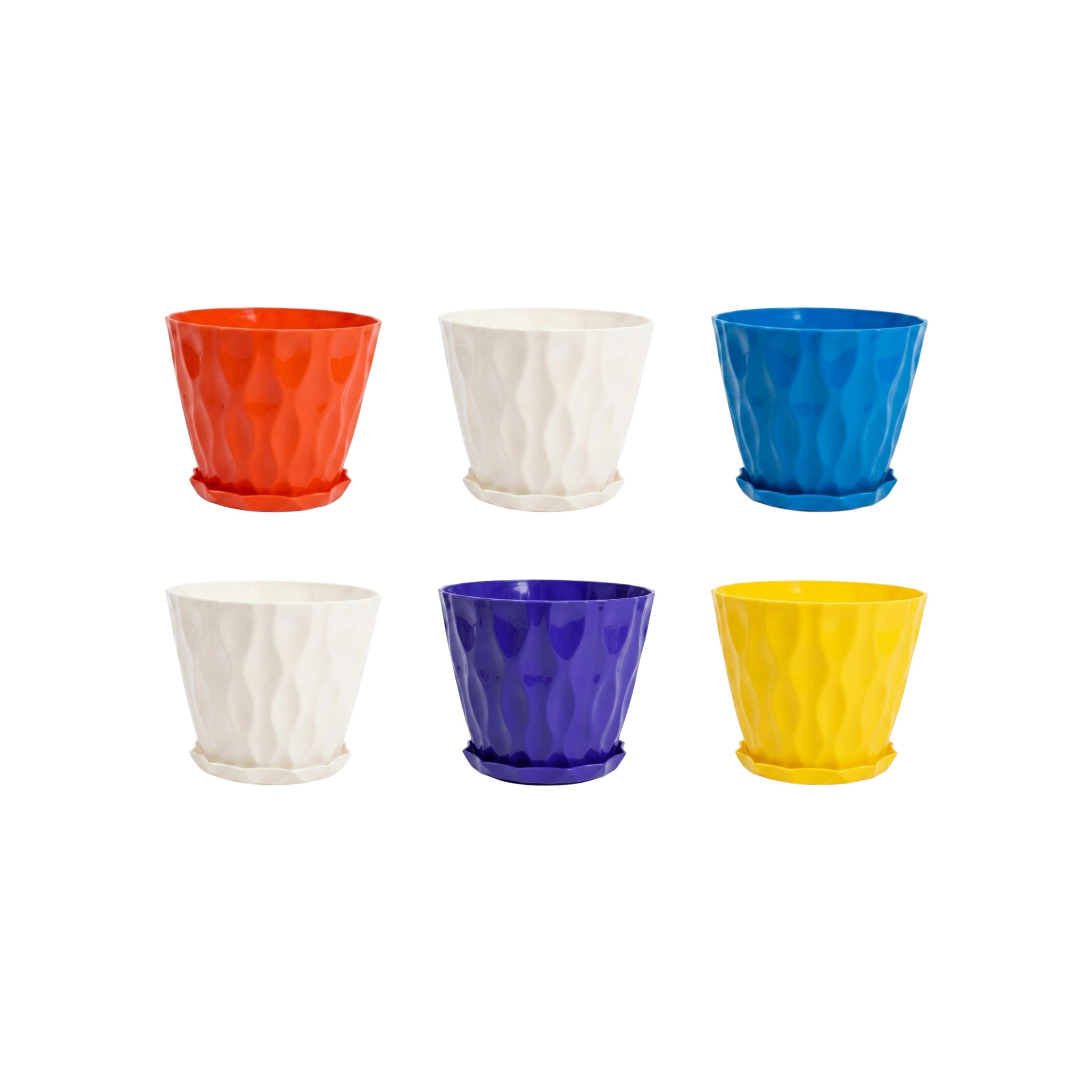 SR Plastic 4.5 Inch Smart Planter Tub with Tray - 6pcs Set (স্মার্ট প্লান্টার)